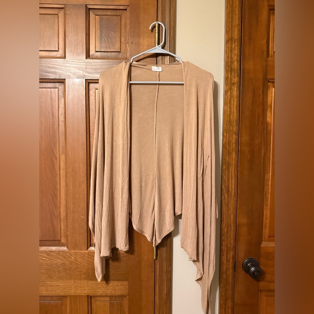Women’s Open-Front Draped Cardigan in Tan